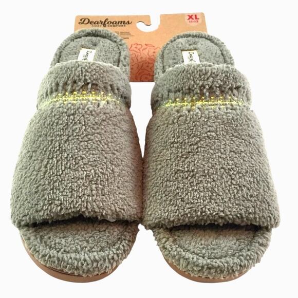 Dearfoam Slippers NWT Cozy Comfort Green Slip-On XLarge Size 11-12 - Picture 1 of 6